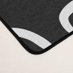 Mid Century Modern Atomic Rings Pattern Black and White Desk Mat Gallery Image 4