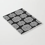 Mid Century Modern Atomic Rings Pattern Black and White Notebook Gallery Image 2