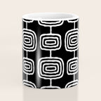 Mid Century Modern Atomic Rings Pattern Black and White Coffee Mug Gallery Image 4