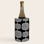 Mid Century Modern Atomic Rings Pattern Black and White Wine Chiller Gallery Image 2