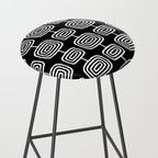 Mid Century Modern Atomic Rings Pattern Black and White Stool Gallery Image 2