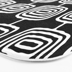 Mid Century Modern Atomic Rings Pattern Black and White Bath Mat Gallery Image 3