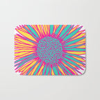 Neon Sunflower Line Art Bath Mat Gallery Image 1