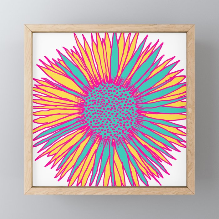 Neon Sunflower Line Art Mini Art Print Gallery Image 1