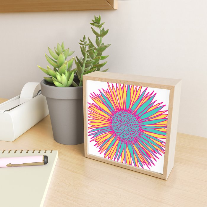 Neon Sunflower Line Art Mini Art Print Gallery Image 2