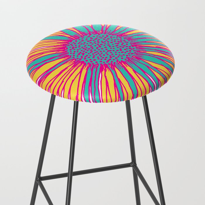 Neon Sunflower Line Art Stool Gallery Image 2