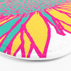 Neon Sunflower Line Art Bath Mat Gallery Image 3