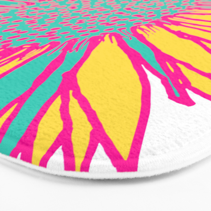 Neon Sunflower Line Art Bath Mat Gallery Image 3