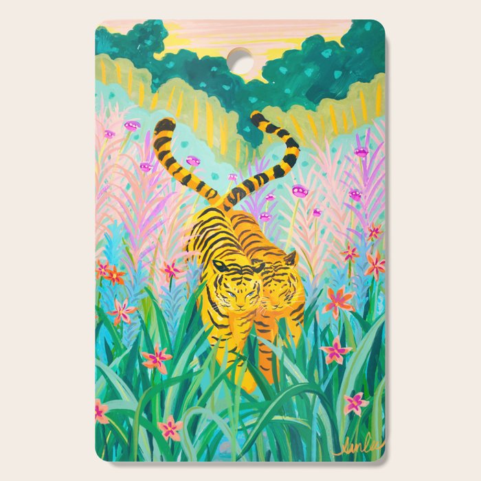 Tigers in Garden Cutting Board Gallery Image 1