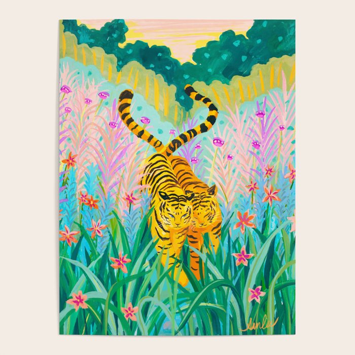Tigers in Garden Poster Gallery Image 4