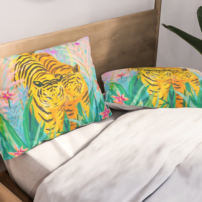Tigers in Garden Pillow Sham Gallery Image 2