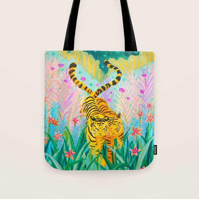 Tigers in Garden Tote Bag Gallery Image 1