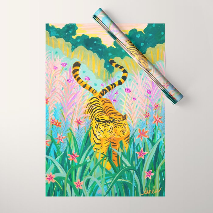 Tigers in Garden Wrapping Paper Gallery Image 1