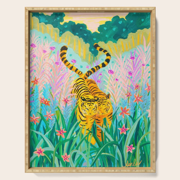 Tigers in Garden Serving Tray Gallery Image 1