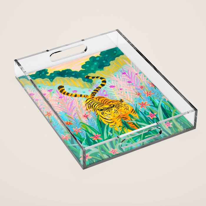 Tigers in Garden Acrylic Tray Gallery Image 1