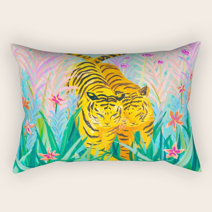 Tigers in Garden Rectangular Pillow Gallery Image 1