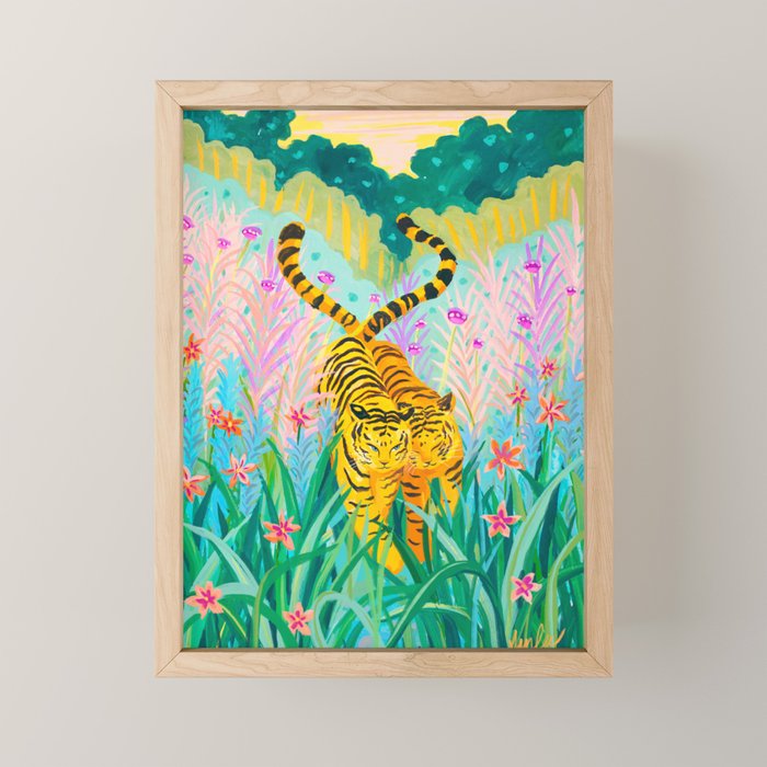 Tigers in Garden Mini Art Print Gallery Image 1