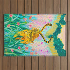 Tigers in Garden Outdoor Rug Gallery Image 1