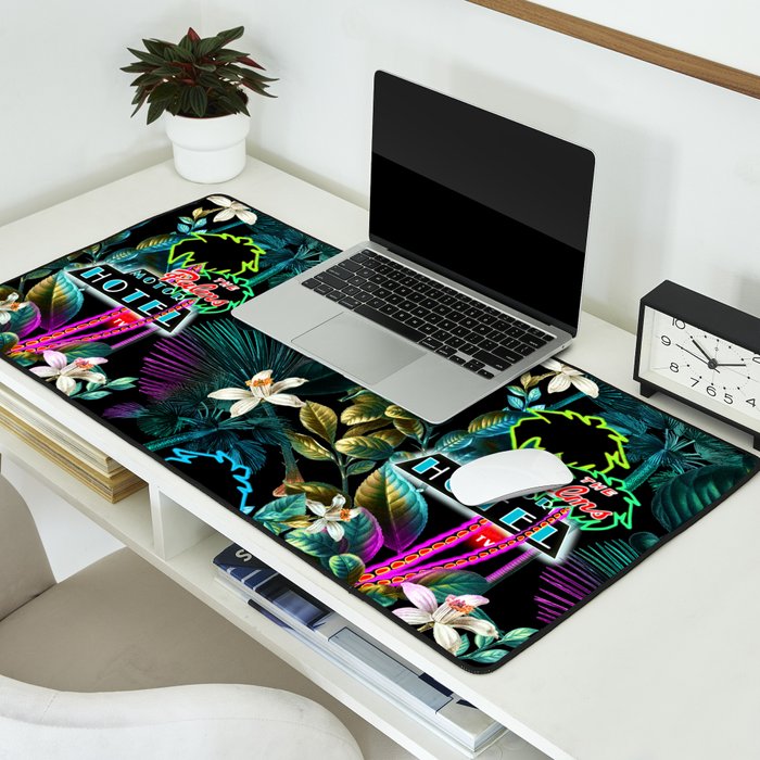 Neon Leaf Pattern Desk Mat Gallery Image 2
