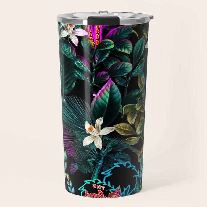 Neon Leaf Pattern Travel Mug Gallery Image 1