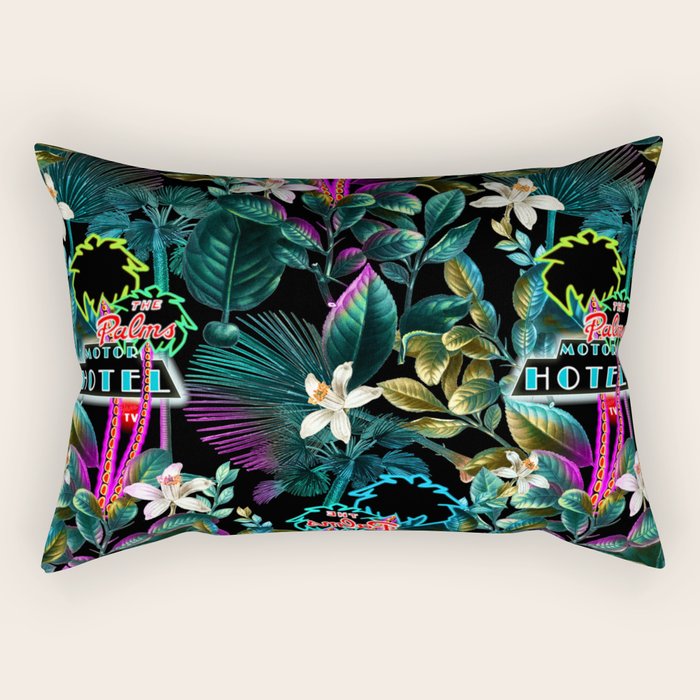 Neon Leaf Pattern Rectangular Pillow Gallery Image 2