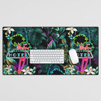 Neon Leaf Pattern Desk Mat Gallery Image 1