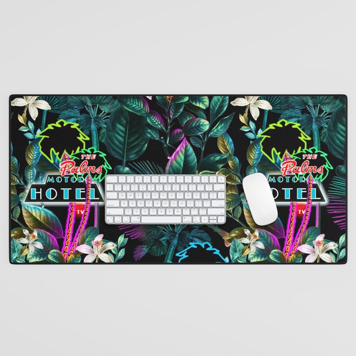 Neon Leaf Pattern Desk Mat Gallery Image 1