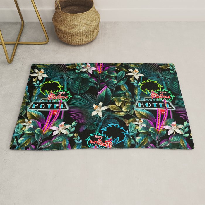 Neon Leaf Pattern Rug Gallery Image 1