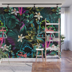 Neon Leaf Pattern Wall Mural Gallery Image 1