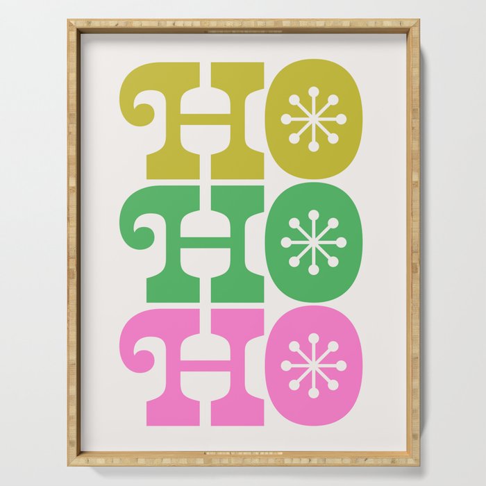 Ho Ho Ho - Pink and Green Serving Tray Gallery Image 1