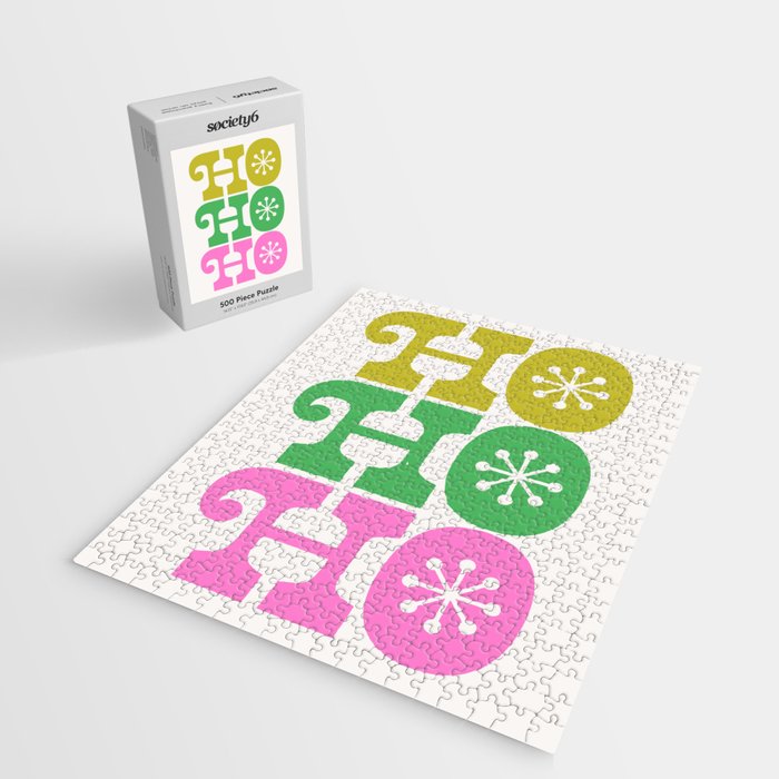 Ho Ho Ho - Pink and Green Jigsaw Puzzle Gallery Image 2