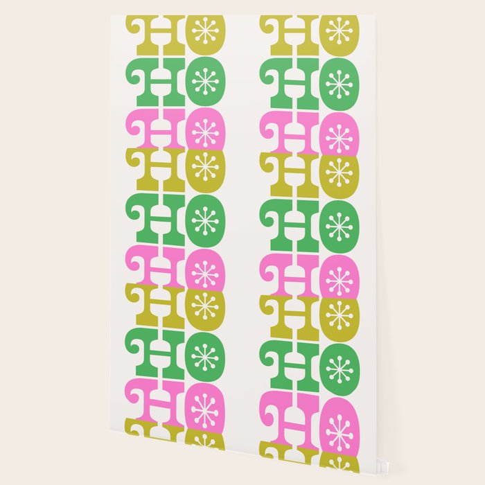 Ho Ho Ho - Pink and Green Wallpaper Gallery Image 2