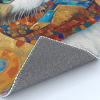 Gustav Klimt Style Calico Cat with Colorful Scarf Rug Gallery Image 4