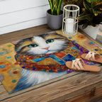 Gustav Klimt Style Calico Cat with Colorful Scarf Outdoor Rug Gallery Image 2
