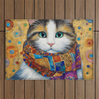 Gustav Klimt Style Calico Cat with Colorful Scarf Outdoor Rug Gallery Image 1