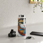 Gustav Klimt Style Calico Cat with Colorful Scarf Water Bottle Gallery Image 4
