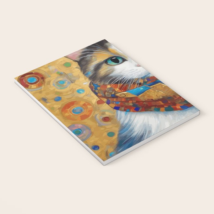 Gustav Klimt Style Calico Cat with Colorful Scarf Notebook Gallery Image 3