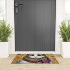 Gustav Klimt Style Calico Cat with Colorful Scarf Welcome Mat Gallery Image 3