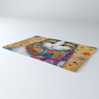 Gustav Klimt Style Calico Cat with Colorful Scarf Rug Gallery Image 3