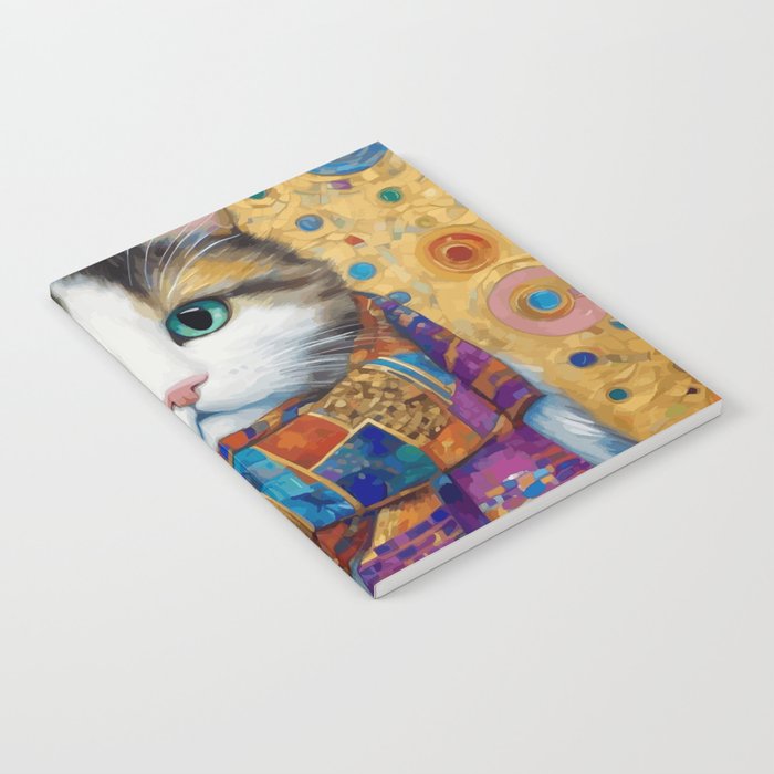 Gustav Klimt Style Calico Cat with Colorful Scarf Notebook Gallery Image 2