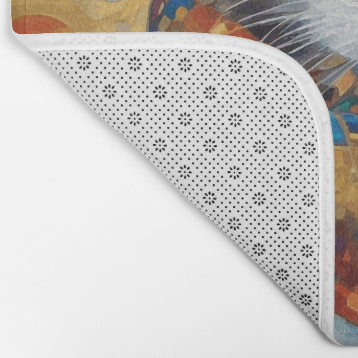 Gustav Klimt Style Calico Cat with Colorful Scarf Bath Mat Gallery Image 2