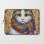 Gustav Klimt Style Calico Cat with Colorful Scarf Laptop Sleeve Gallery Image 1