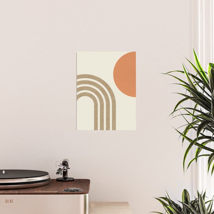Mid-Century Modern - Orange Sun and Rainbow Poster Gallery Image 2