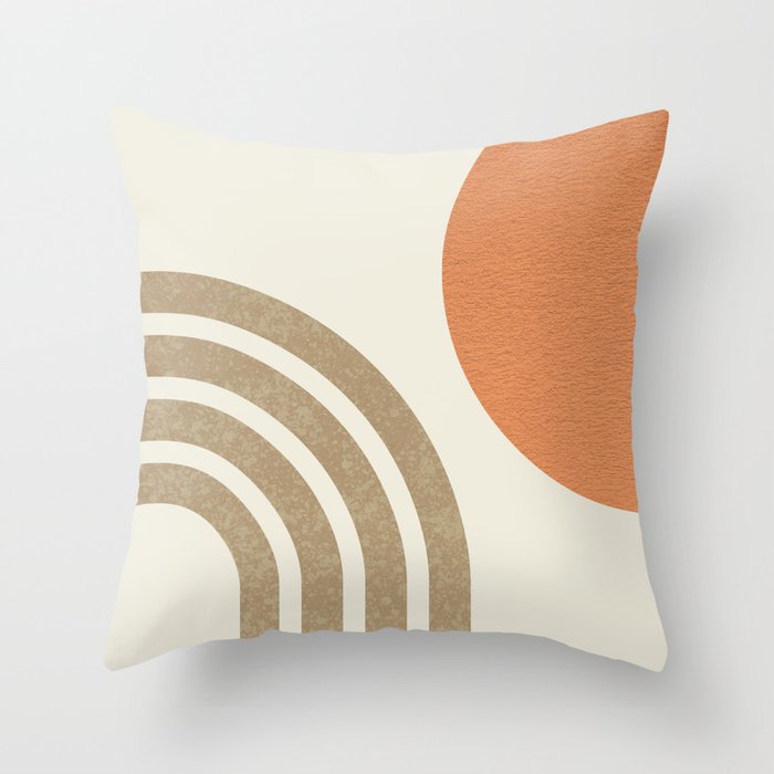 Mid-Century Modern - Orange Sun and Rainbow Throw Pillow Gallery Image 6