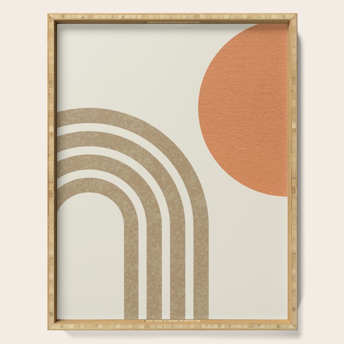 Mid-Century Modern - Orange Sun and Rainbow Serving Tray Gallery Image 1