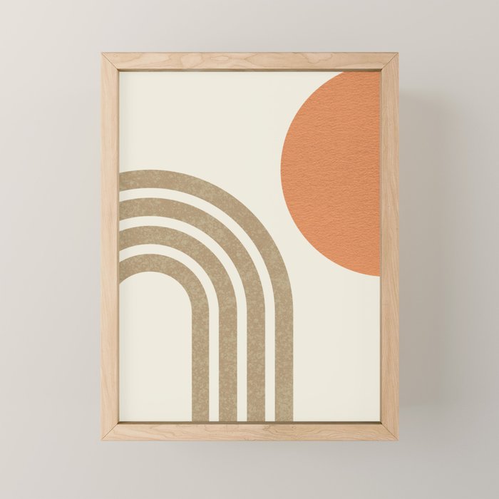 Mid-Century Modern - Orange Sun and Rainbow Mini Art Print Gallery Image 1