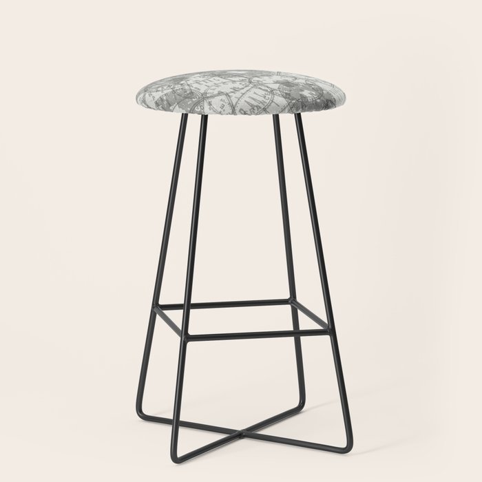 Vintage Paris France Travel Stamp Pattern Stool Gallery Image 1
