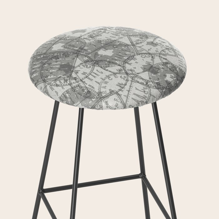 Vintage Paris France Travel Stamp Pattern Stool Gallery Image 2