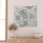 Vintage Paris France Travel Stamp Pattern Wall Tapestry Gallery Image 2