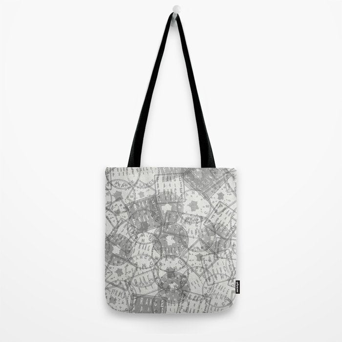 Vintage Paris France Travel Stamp Pattern Tote Bag Gallery Image 2